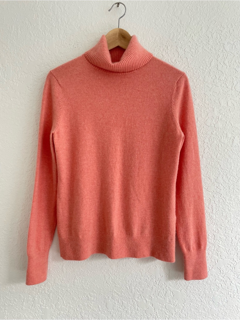 Lands End Cashmere Turtleneck Sweater Peach M Career Classic Cozy Basics Fall